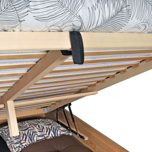 Lit Coffre 160x200cm Ben + Sommier/ Chêne Massif Huilé