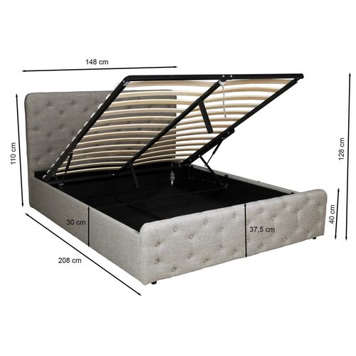 Lit Coffre 140x190 Cm Eden+ Sommier / Gris Clair