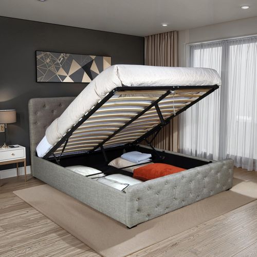 Lit Coffre 140x190 Cm Eden+ Sommier / Gris Clair