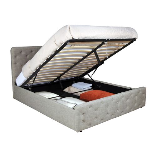 Lit Coffre 140x190 Cm Eden+ Sommier / Gris Clair