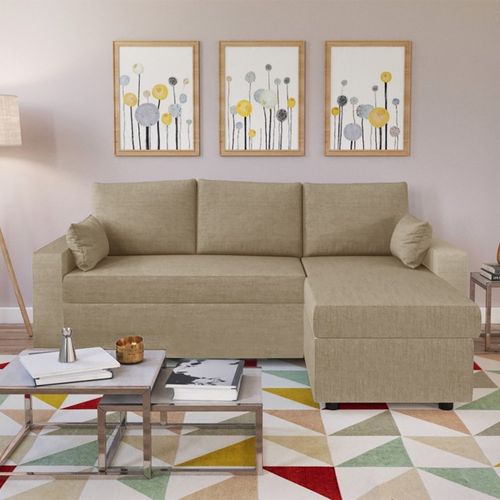 Canapé D'angle Odeon Convertible, Coffre Et Réversible / Beige