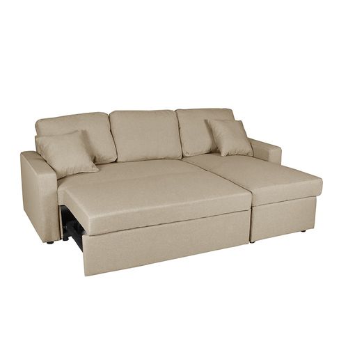 Canapé D'angle Odeon Convertible, Coffre Et Réversible / Beige