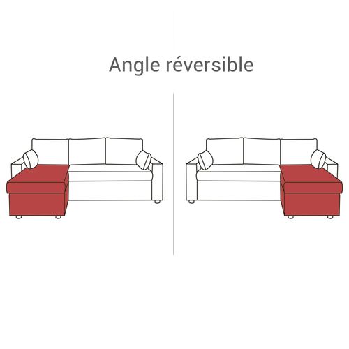 Canapé D'angle Odeon Convertible, Coffre Et Réversible / Beige