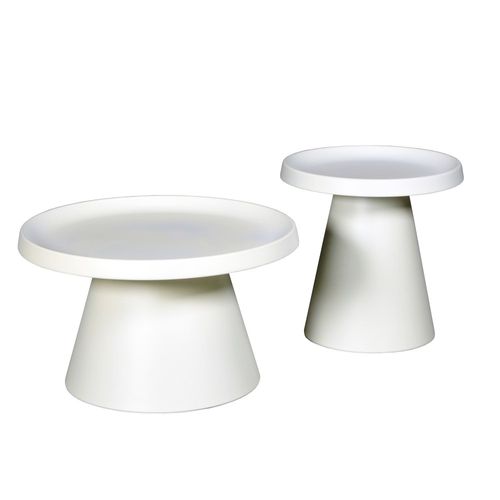 Lot De 2 Tables Basses Rondes Lotus/ Blanc
