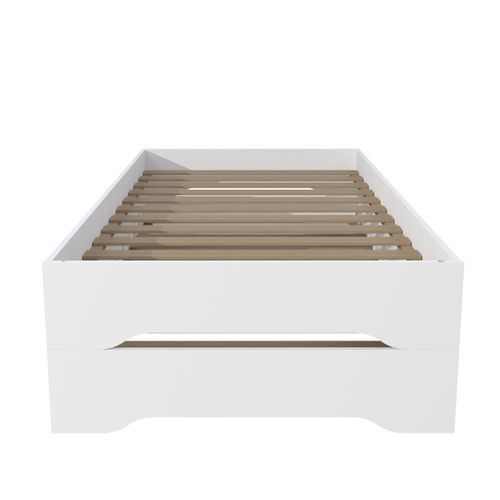 Lit empilable 2x90x190 cm ZELIO avec sommier blanc