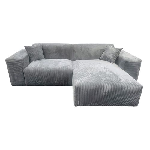Canapé D'angle Réversible Lana En Velours Côtelé / Gris