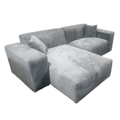 Canapé D'angle Réversible Lana En Velours Côtelé / Gris