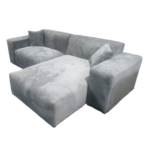 Canapé D'angle Réversible Lana En Velours Côtelé / Gris