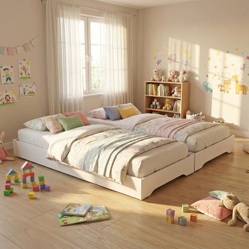 Lot De 2 Lits Empilables Bingo 90x200 + 2 Sommiers / Blanc