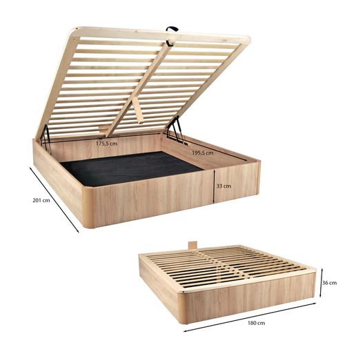 Lit Coffre 180x200cm Verso + 1 Sommier / Décor Chêne Blanchi