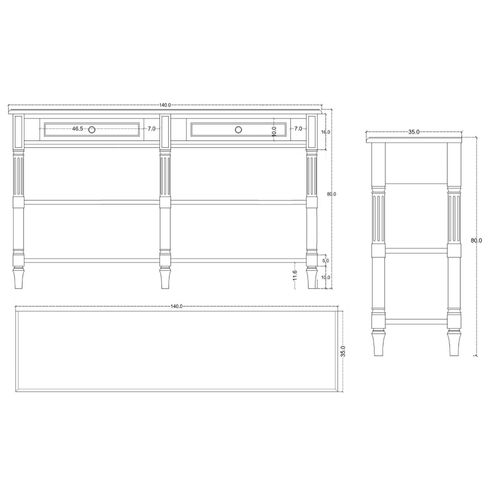 Console Drapier En Bois 2 Tiroirs 2 Tablettes - Edward