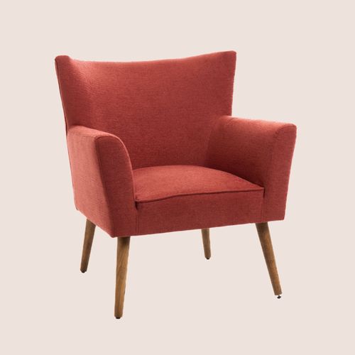 Fauteuil à Accoudoirs En Tissu Uni Et Pieds En Bois - Heron