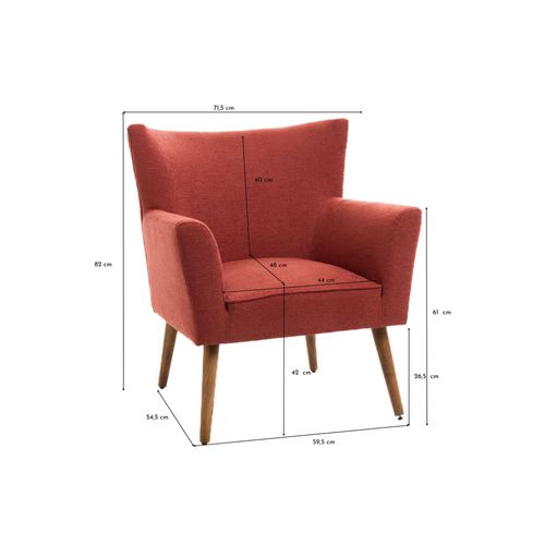 Fauteuil à Accoudoirs En Tissu Uni Et Pieds En Bois - Heron