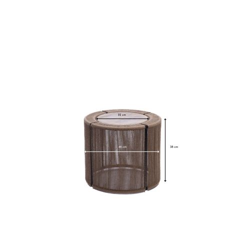 Bout De Canapé Rond En Métal Manguier Et Jute D46 - Kruger