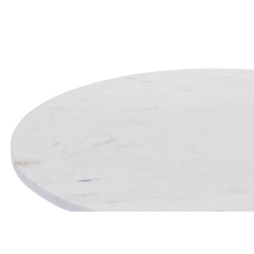 Bout De Canapé Tulipe En Métal Argenté Et Marbre Blanc D55 - Plaka