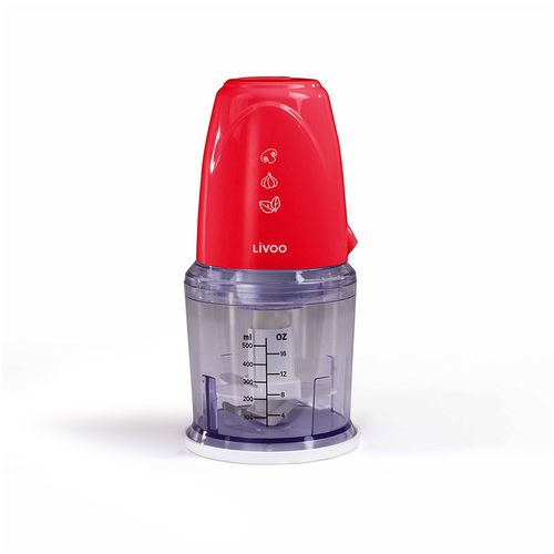 Hachoir Électrique Multifonction Rouge Livoo Dop207r - Capacité 0,5l - 2 Vitesses