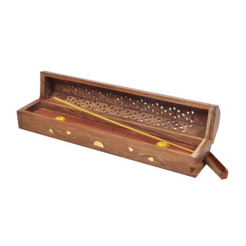 Porte Encens En Bois "bâtons et Cônes" 30cm Marron