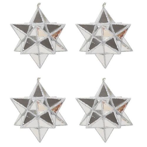 Lot De 4 Etoiles De Noël En Pvc Argenté 7 Cm