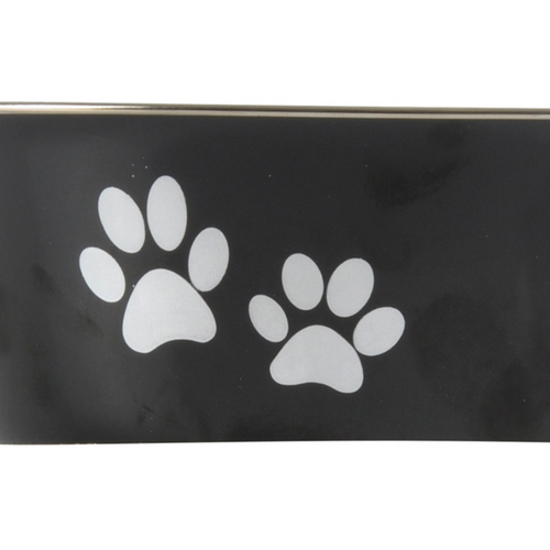 Gamelle Pour Chien et Chat "motifs Pattes" 21cm Noir