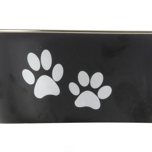 Gamelle Pour Chien et Chat "motifs Pattes" 21cm Noir