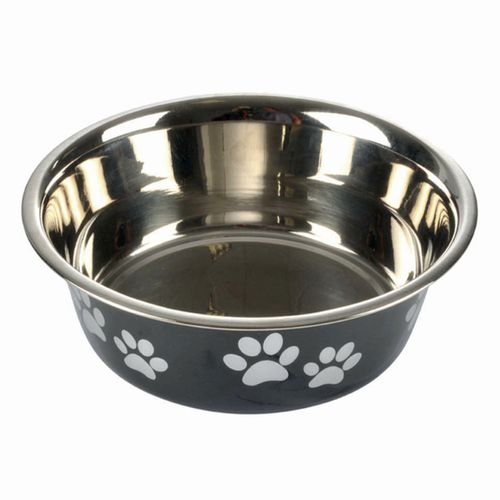 Gamelle Pour Chien et Chat "motifs Pattes" 21cm Noir