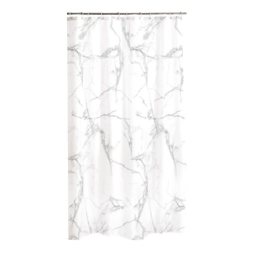 Rideau De Douche Imprimé "effet Marbre" 180x200cm Blanc