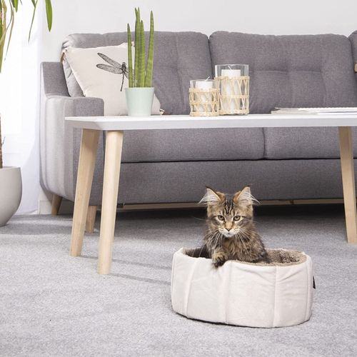 Panier Rond Pour Chat "sweet Cat" 48cm Écru