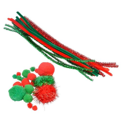 Assortiment De Chenilles "pompons" Rouge et Vert
