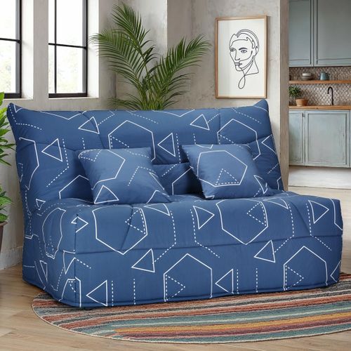 Banquette-lit BZ CELIA 2 tissu hexagone bleu