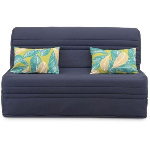 Banquette BZ - 2 Places - Bleu Marine - Coussins Jungle - Couchage 140 X 190 X 9 Cm - Joe