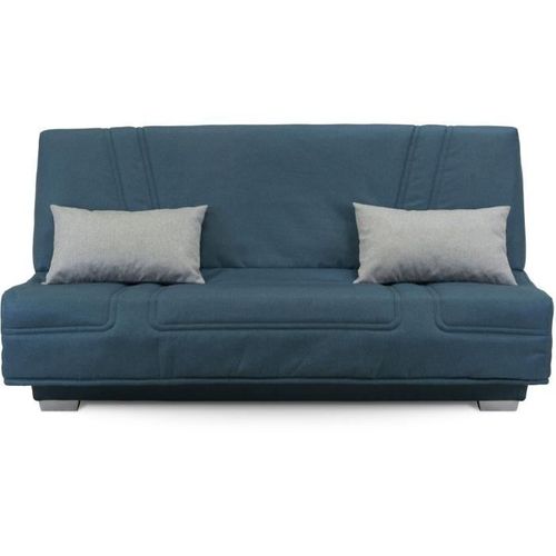 Comfort Bultex Banquette Clic-clac - 3 Places - Tissu Bleu + Coussins Déco Gris