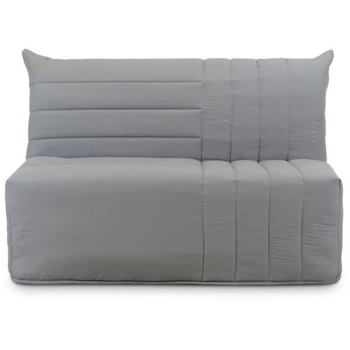 Banquette BZ 2 Places Becci - Tissu Gris - Matelas Bultex - L142 X P101 X H95cm