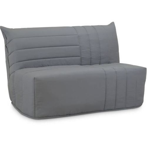 Banquette BZ 2 Places Becci - Tissu Gris - Matelas Bultex - L142 X P101 X H95cm