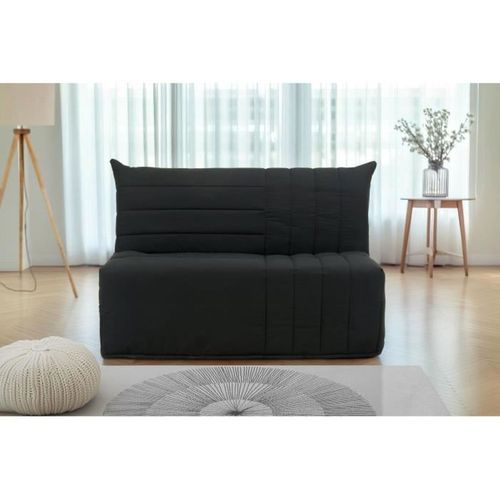 Banquette BZ - 2 Places - Tissu Anthracite - 143 X 106 X 92 Cm - Matelas Bultex - Becci