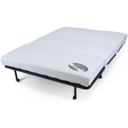 Banquette BZ - 2 Places - Tissu Anthracite - 143 X 106 X 92 Cm - Matelas Bultex - Becci