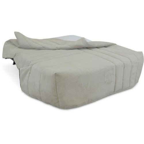 Banquette BZ 2 Places Becci - Velours Côtelé Beige - Matelas Bultex - Fabrication Française