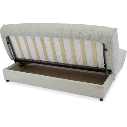 Clic-clac - Beija  - 3 Places - Velours Côtelé Beige - 130 X 190 X13 Cm