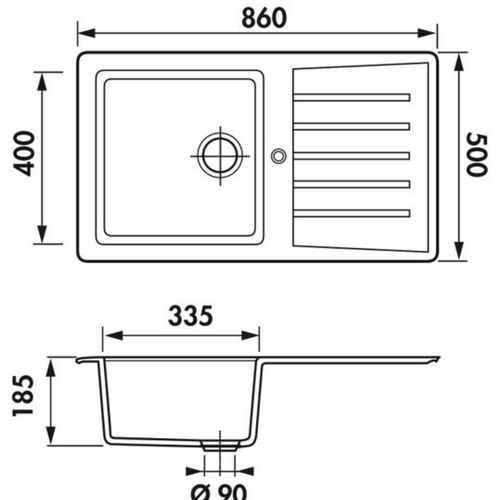 Évier Résine Blanc Ewi Emeraude 1 Bac 1 Égouttoir