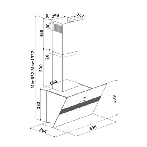 Hotte décorative 90 cm - H 11090009