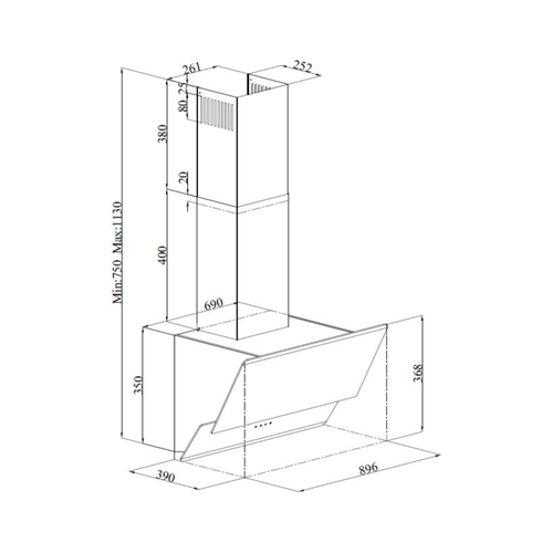 Hotte Cuisine Murale Silverline Faro Blanc 90 Cm