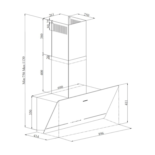 Hotte Cuisine Murale Silverline Evora Noire Connectée 90 Cm