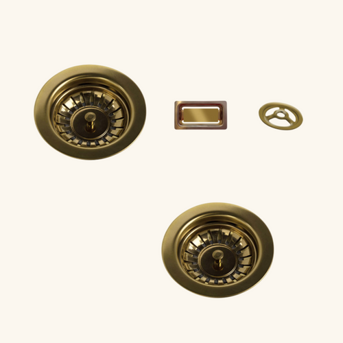 Kit Bondes Et Trop Plein Doré Yuna Pour Vidage 2 Bacs Évier Granit