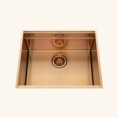 Évier Sous-plan Inox Pvd Cuivre Luisina Legato+ 1 Bac 550x450 - Égouttoir Planche Cache Bonde Inclus