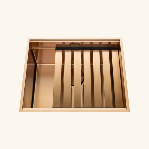 Évier Sous-plan Inox Pvd Cuivre Luisina Legato+ 1 Bac 550x450 - Égouttoir Planche Cache Bonde Inclus