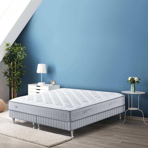 Sommier Tapissier Gris 90x200 Cm - Fabrication Française Artisanale, Bois Massif, Compatible Tous Matelas - SOMMIFLEX