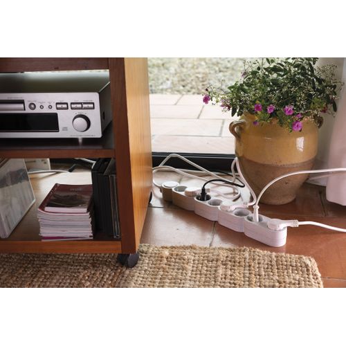 Bloc Multiprise Home Green 8 Prises 2p+t - Blanc - Zenitech