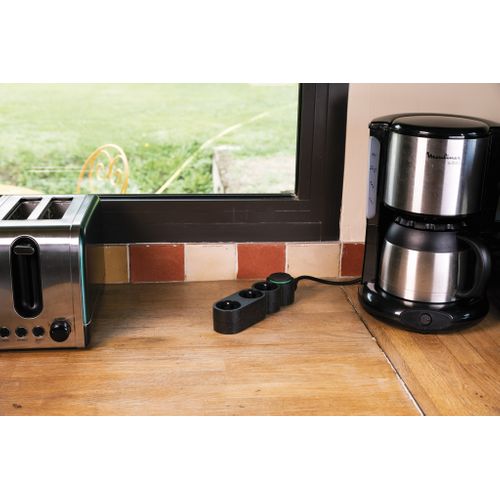 Bloc Multiprise Home Green 3 Prises 2p+t - Noir - Zenitech