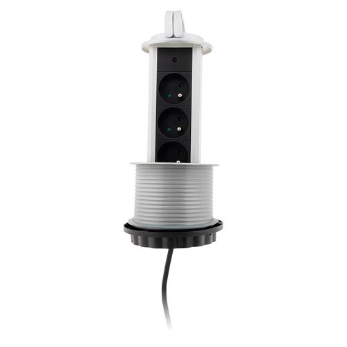 Bloc Multiprise Encastrable 3 Prises 16a 2p+t Ø100mm - Gris - Otio