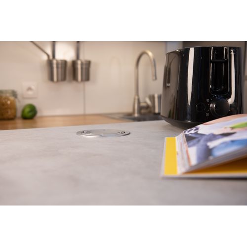 Bloc Multiprise Encastrable 3 Prises 16a 2p+t Ø100mm - Gris - Otio