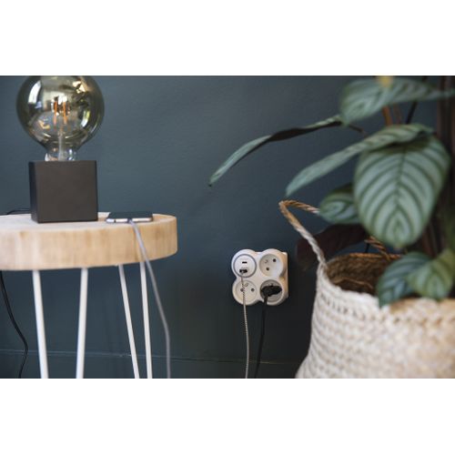 Prise 3x16a + 2 Ports USB A/c - Blanc Et Gris - Bolea - Zenitech